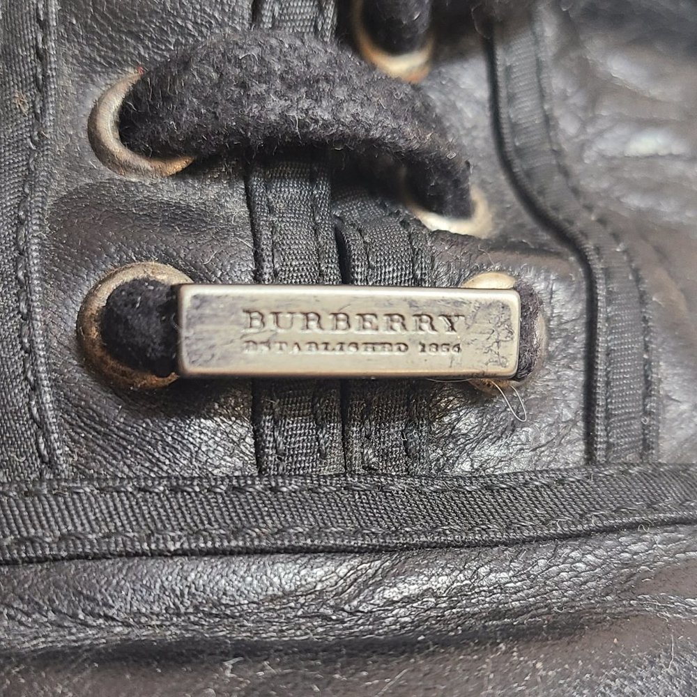 Men Burberry Black Sneakers Sz 44 11 Leather Vintage Rare Zip MSRP 1290 - Picture 7 of 14